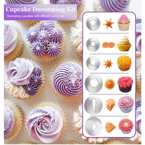 Dessert Decorating Set, Piping Cake Tool, 6 Tips, 2 Couplers, 9 Silicone Cups - Picture 4 of 5